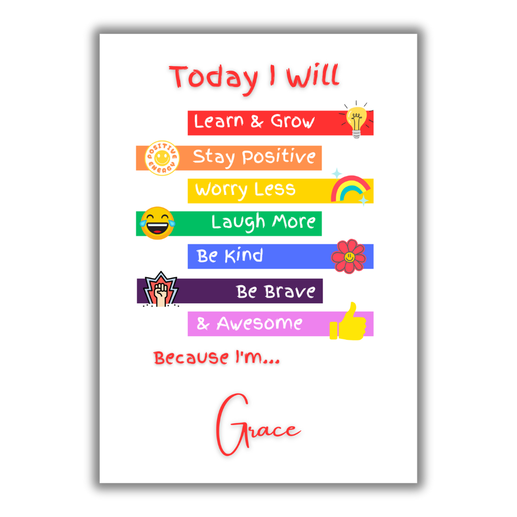 Today I Will - Kids Positive Affirmation Print